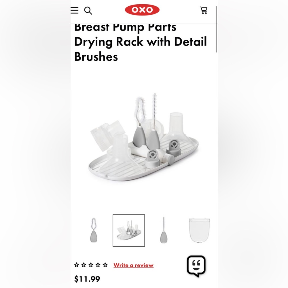 6/$20 OXO tot Breast Pump Parts Drying Rack w/detail brushes. Box crushed NWT